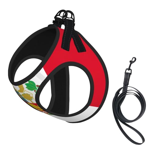 Hundegeschirr mit Leine, Motiv Flagge von Peru, kein Entkommen, leichtes Gehen, Welpengeschirr für Training und Spaziergang Hundegeschirr mit Leine, Motiv Flagge von Peru, kein Entkommen, leichtes Gehen, Welpengeschirr für Training und Spaziergang von DUWAA