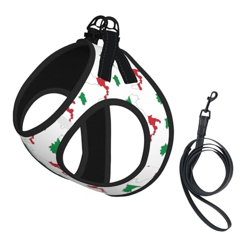 Hundegeschirr mit italienischer Flagge, mit Leine, kein Entkommen, leichtes Gehen, Welpengeschirr für Training und Spaziergang Hundegeschirr mit italienischer Flagge, mit Leine, kein Entkommen, leichtes Gehen, Welpengeschirr für Training und Spaziergang von DUWAA