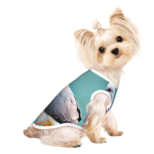 Hundeshirt mit Cartoon-Tauben-Aufdruck für den Sommer, dehnbar, für Katzen, Hunde, ärmelloses Tank-Top, Hundeweste von DUWAA