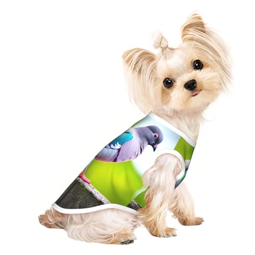 Hundeshirt mit Cartoon-Taubenmotiv, Sommer, dehnbar, für Katzen, Hunde, ärmellos, Tanktop, Hundeweste von DUWAA