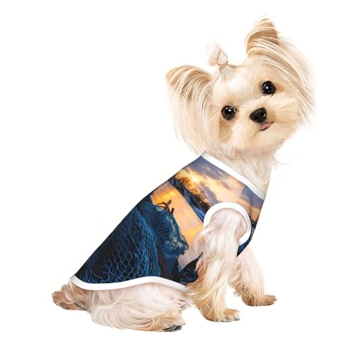 Hundeshirt mit Fischernetz-Druck, Sommer, leicht, weich, atmungsaktiv, dehnbar, für Katzen und Hunde Hundeshirt mit Fischernetz-Druck, Sommer, leicht, weich, atmungsaktiv, dehnbar, für Katzen und Hunde von DUWAA