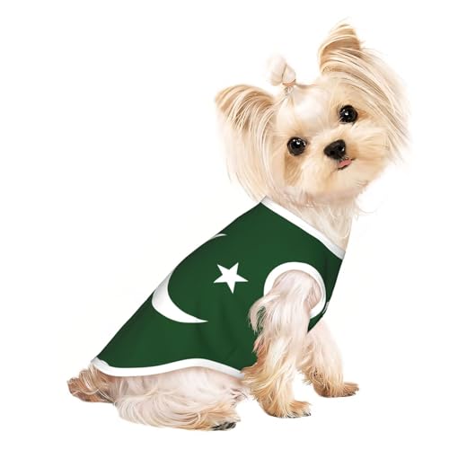 Hundeshirt mit Flagge von Pakistan, Sommer, dehnbar, für Katzen, Hunde, ärmellos, Tanktop, Hundeweste von DUWAA