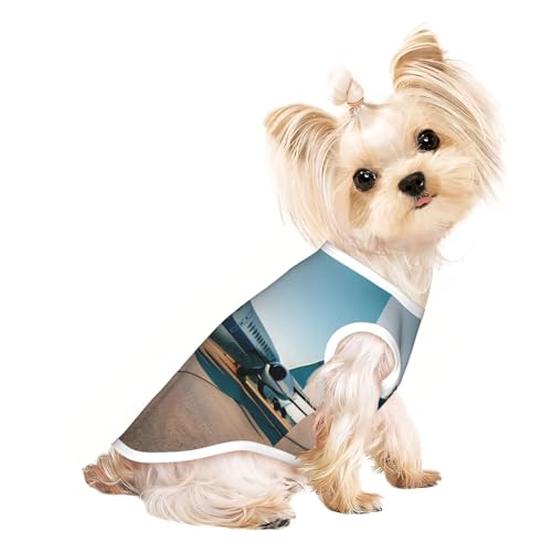 Hundeshirt mit Flugzeugdruck, Sommer, leicht, weich, atmungsaktiv, dehnbar, für Katzen und Hunde von DUWAA