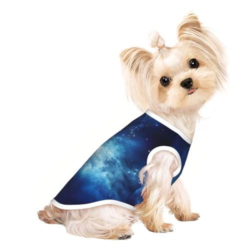 Hundeshirt mit Galaxie-Druck, Sommer, Haustier-T-Shirt, dehnbar, für Katzen, Hunde, ärmelloses Tank-Top, Hundeweste von DUWAA