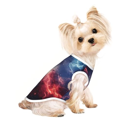 Hundeshirt mit Galaxie-Wolkenaufdruck, Sommer, Haustier-T-Shirt, dehnbar, für Katzen, Hunde, ärmelloses Tank-Top, Hundeweste von DUWAA