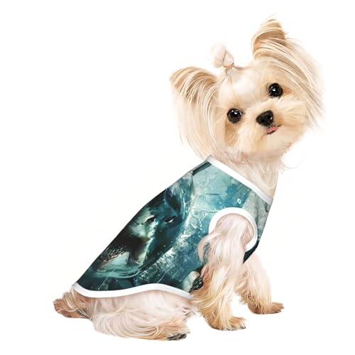 Hundeshirt mit Hai-Aufdruck, für den Sommer, leicht, weich, atmungsaktiv, dehnbar, für Katzen und Hunde Hundeshirt mit Hai-Aufdruck, für den Sommer, leicht, weich, atmungsaktiv, dehnbar, für Katzen und Hunde von DUWAA