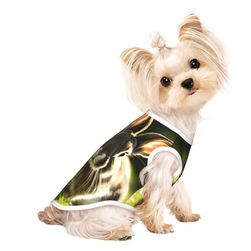 Hundeshirt mit Hasen-Aufdruck, Sommer, Haustier-T-Shirt, dehnbar, für Katzen, Hunde, ärmelloses Tank-Top, Hundeweste von DUWAA