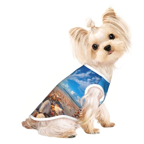 Hundeshirt mit Muschelmotiv, für den Sommer, leicht, weich, atmungsaktiv, dehnbar, für Katzen und Hunde Hundeshirt mit Muschelmotiv, für den Sommer, leicht, weich, atmungsaktiv, dehnbar, für Katzen und Hunde von DUWAA
