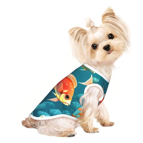 Hundeshirt mit Ozeanmotiv, für den Sommer, leicht, weich, atmungsaktiv, dehnbar, für Katzen und Hunde von DUWAA