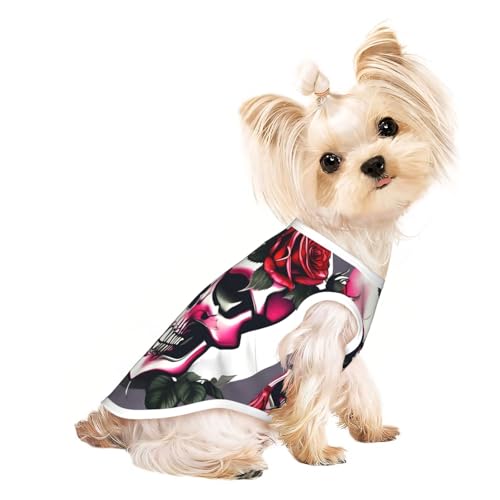 Hundeshirt mit Rosen-Totenkopf-Aufdruck, Sommer, leicht, weich, atmungsaktiv, dehnbar, für Katzen und Hunde Hundeshirt mit Rosen-Totenkopf-Aufdruck, Sommer, leicht, weich, atmungsaktiv, dehnbar, für Katzen und Hunde von DUWAA
