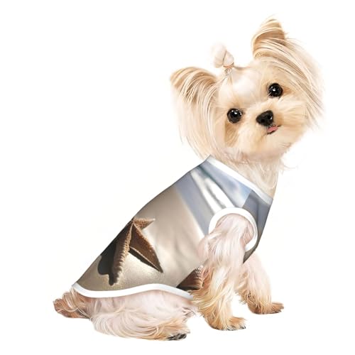 Hundeshirt mit Seestern, Muschel, Sandstrand, Druck, Sommer, leicht, weich, atmungsaktiv, dehnbar, für Katzen und Hunde Hundeshirt mit Seestern, Muschel, Sandstrand, Druck, Sommer, leicht, weich, atmungsaktiv, dehnbar, für Katzen und Hunde von DUWAA