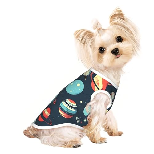 Hundeshirt mit Weltraumplanetenaufdruck, Sommer, leicht, weich, atmungsaktiv, dehnbar, für Katzen und Hunde Hundeshirt mit Weltraumplanetenaufdruck, Sommer, leicht, weich, atmungsaktiv, dehnbar, für Katzen und Hunde von DUWAA