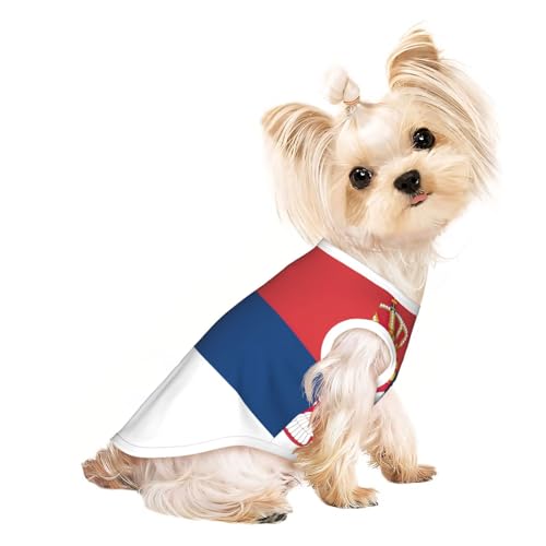 Hundeshirt mit serbischer Flagge bedruckt, Sommer, leicht, weich, atmungsaktiv, dehnbar, für Katzen und Hunde Hundeshirt mit serbischer Flagge bedruckt, Sommer, leicht, weich, atmungsaktiv, dehnbar, für Katzen und Hunde von DUWAA