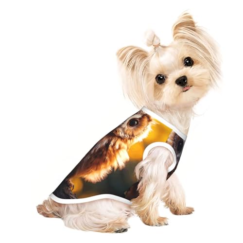 Hundeshirt mit süßem Eulen-Druck, für den Sommer, dehnbar, für Katzen, Hunde, ärmelloses Tank-Top, Hundeweste Hundeshirt mit süßem Eulen-Druck, für den Sommer, dehnbar, für Katzen, Hunde, ärmelloses Tank-Top, Hundeweste von DUWAA