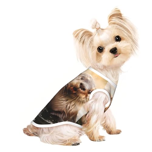 Hundeshirt mit süßem Otter-Druck, für den Sommer, dehnbar, für Katzen, Hunde, ärmelloses Tank-Top, Hundeweste Hundeshirt mit süßem Otter-Druck, für den Sommer, dehnbar, für Katzen, Hunde, ärmelloses Tank-Top, Hundeweste von DUWAA