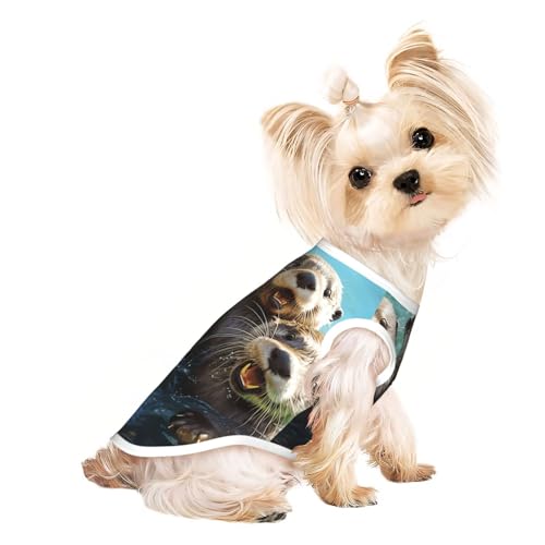 Hundeshirt mit süßem Otter-Druck, für den Sommer, dehnbar, für Katzen, Hunde, ärmelloses Tank-Top, Hundeweste Hundeshirt mit süßem Otter-Druck, für den Sommer, dehnbar, für Katzen, Hunde, ärmelloses Tank-Top, Hundeweste von DUWAA