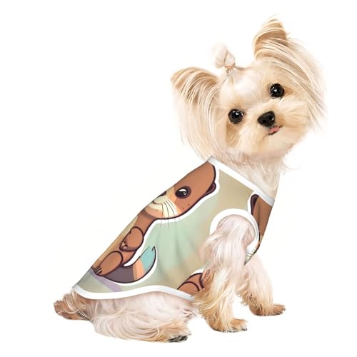 Hundeshirt mit süßem Otter-Motiv, für den Sommer, dehnbar, für Katzen, Hunde, ärmelloses Tank-Top, Hundeweste Hundeshirt mit süßem Otter-Motiv, für den Sommer, dehnbar, für Katzen, Hunde, ärmelloses Tank-Top, Hundeweste von DUWAA