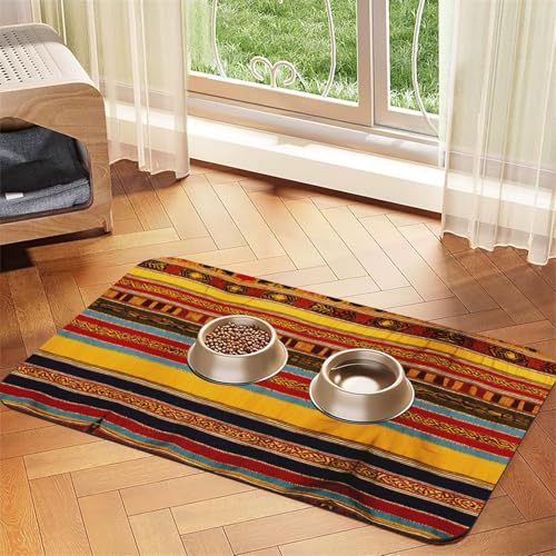 Indianer-Muster Druck Haustier Futtermatte Hundematte für Futter und Wassernapf Hunde Wasserspender Matte Hunde Zubehör Indianer-Muster Druck Haustier Futtermatte Hundematte für Futter und Wassernapf Hunde Wasserspender Matte Hunde Zubehör von DUWAA