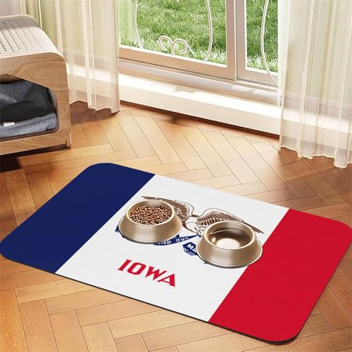 Iowa Futtermatte mit Staatsflaggen-Druck, Hundematte für Futter und Wassernapf, Hunde, Wasserspendermatte, Hundezubehör Iowa Futtermatte mit Staatsflaggen-Druck, Hundematte für Futter und Wassernapf, Hunde, Wasserspendermatte, Hundezubehör von DUWAA