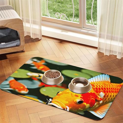 Japanischer hübscher Koi-Fisch-Druck, Haustier-Futtermatte, Hundematte für Futter und Wassernapf, Wasserspender-Matte, Hundezubehör Japanischer hübscher Koi-Fisch-Druck, Haustier-Futtermatte, Hundematte für Futter und Wassernapf, Wasserspender-Matte, Hundezubehör von DUWAA