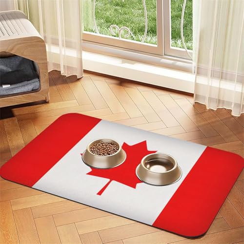 Kanadische Flagge Druck Haustier Futtermatte Hundematte für Futter und Wassernapf Hunde Wasserspender Matte Hunde Zubehör Kanadische Flagge Druck Haustier Futtermatte Hundematte für Futter und Wassernapf Hunde Wasserspender Matte Hunde Zubehör von DUWAA