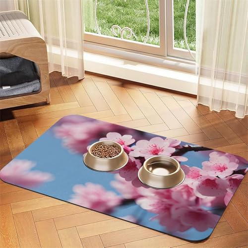 Kirschblüten Druck Haustier Futtermatte Hundematte für Futter und Wassernapf Hunde Wasserspender Matte Hunde Zubehör Kirschblüten Druck Haustier Futtermatte Hundematte für Futter und Wassernapf Hunde Wasserspender Matte Hunde Zubehör von DUWAA