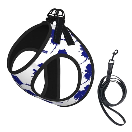 Kleines Hundegeschirr mit Leine, Motiv: Alaska-Staatsflagge, kein Entkommen, leichtes Gehen, Welpengeschirr für Training und Spaziergang Kleines Hundegeschirr mit Leine, Motiv: Alaska-Staatsflagge, kein Entkommen, leichtes Gehen, Welpengeschirr für Training und Spaziergang von DUWAA