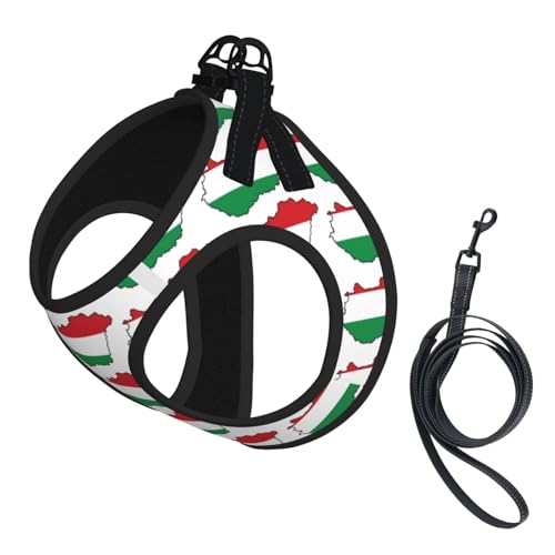 Kleines Hundegeschirr mit Leine und Ungarn-Flagge, kein Entkommen, leichtes Gehen, Welpengeschirr für Training und Spaziergang Kleines Hundegeschirr mit Leine und Ungarn-Flagge, kein Entkommen, leichtes Gehen, Welpengeschirr für Training und Spaziergang von DUWAA