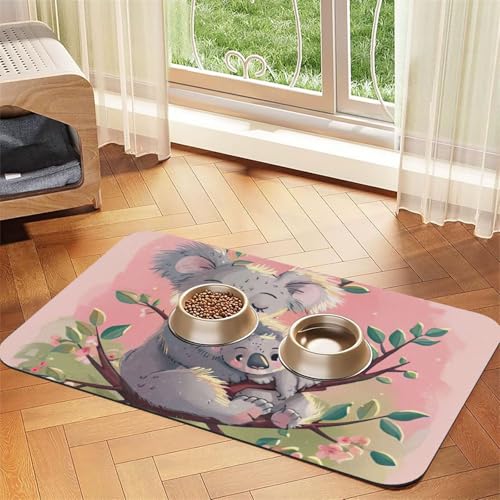 Koala Bär Druck Haustier Futtermatte Hundematte für Futter und Wassernapf Hunde Wasserspender Matte Hunde Zubehör Koala Bär Druck Haustier Futtermatte Hundematte für Futter und Wassernapf Hunde Wasserspender Matte Hunde Zubehör von DUWAA