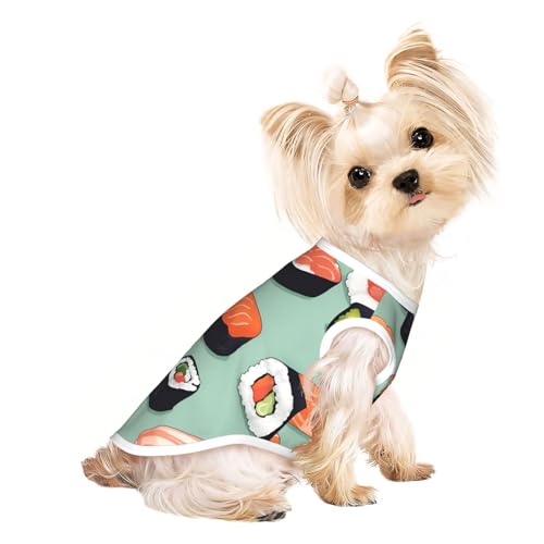 Leckeres Sushi-Hunde-Shirt, Sommer-T-Shirt, dehnbar, für Katzen, Hunde, ärmellos, Tanktop, Hundeweste von DUWAA