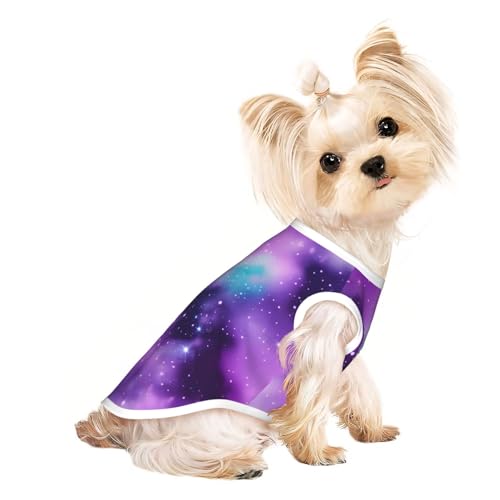 Magic Galaxy Sky Hunde-Shirt, Sommer, leicht, weich, atmungsaktiv, dehnbar, für Katzen und Hunde, Violett Magic Galaxy Sky Hunde-Shirt, Sommer, leicht, weich, atmungsaktiv, dehnbar, für Katzen und Hunde, Violett von DUWAA