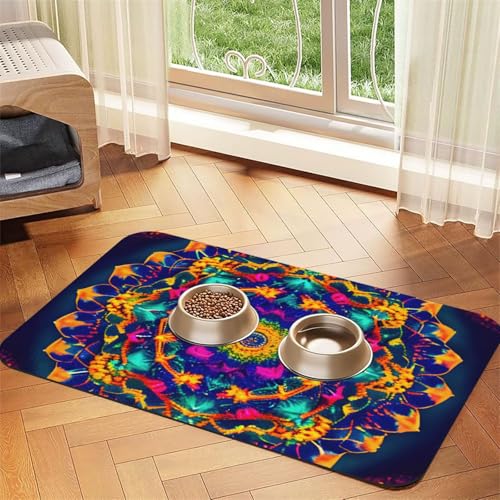 Mandala Muster Druck Haustier Futtermatte Hundematte für Futter und Wassernapf Hunde Wasserspender Matte Hunde Zubehör Mandala Muster Druck Haustier Futtermatte Hundematte für Futter und Wassernapf Hunde Wasserspender Matte Hunde Zubehör von DUWAA