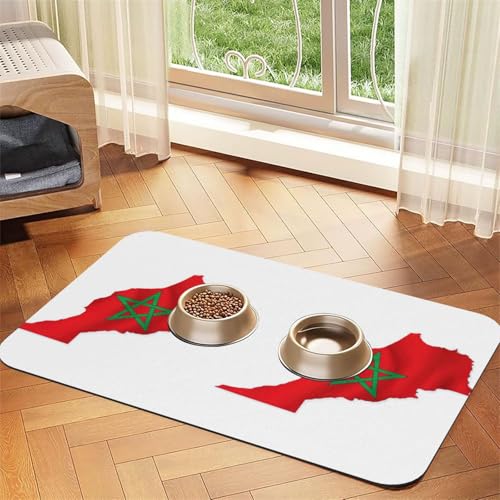 Marokko-Flagge, Kartendruck, Haustier-Futtermatte, Hundematte für Futter und Wassernapf, Hunde, Wasserspendermatte, Hundezubehör Marokko-Flagge, Kartendruck, Haustier-Futtermatte, Hundematte für Futter und Wassernapf, Hunde, Wasserspendermatte, Hundezubehör von DUWAA