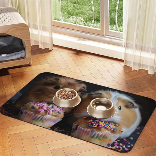 Meerschweinchen und Cupcakes Druck Haustier Fütterungsmatte Hundematte für Futter und Wassernapf Hunde Wasserspender Matte Hunde Zubehör Meerschweinchen und Cupcakes Druck Haustier Fütterungsmatte Hundematte für Futter und Wassernapf Hunde Wasserspender Matte Hunde Zubehör von DUWAA