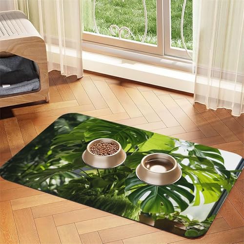 Monstera Deliciosa Bananen-Palmen-Druck, Haustier-Futtermatte, Hundematte für Futter und Wassernapf, Hunde, Wasserspendermatte, Hundezubehör Monstera Deliciosa Bananen-Palmen-Druck, Haustier-Futtermatte, Hundematte für Futter und Wassernapf, Hunde, Wasserspendermatte, Hundezubehör von DUWAA