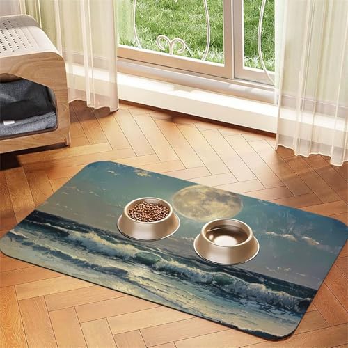 Moon and Sea Print Pet Feeding Mat Dog Mat for Food and Water Bowl Dogs Water Dispenser Mat Dogs Accessories Moon and Sea Print Pet Feeding Mat Dog Mat for Food and Water Bowl Dogs Water Dispenser Mat Dogs Accessories von DUWAA
