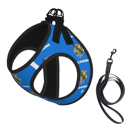 Oklahoma Hundegeschirr mit Staatsflaggen-Druck, für kleine Hunde, mit Leine, kein Entkommen, leichtes Gehen, Welpengeschirr für Training und Spaziergang Oklahoma Hundegeschirr mit Staatsflaggen-Druck, für kleine Hunde, mit Leine, kein Entkommen, leichtes Gehen, Welpengeschirr für Training und Spaziergang von DUWAA