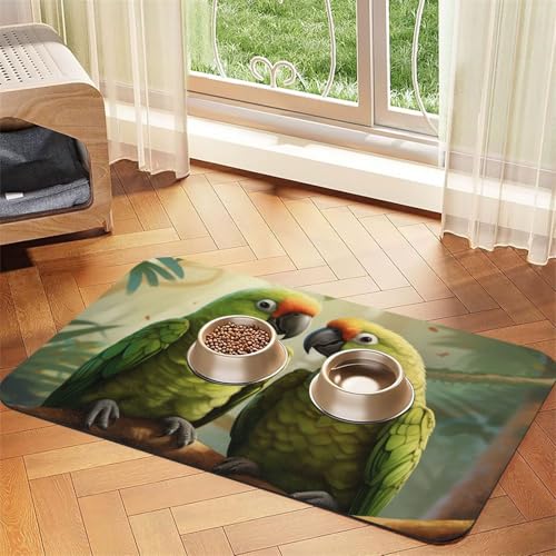 Pärchen Papageien Olive Print Haustier Futtermatte Hundematte für Futter und Wasser Napf Hunde Wasserspender Matte Hunde Zubehör Pärchen Papageien Olive Print Haustier Futtermatte Hundematte für Futter und Wasser Napf Hunde Wasserspender Matte Hunde Zubehör von DUWAA