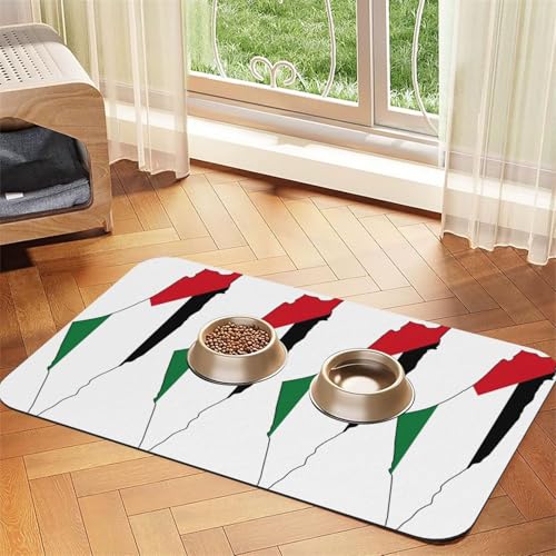 Palästina-Flagge, Kartendruck, Haustier-Futtermatte, Hundematte für Futter und Wassernapf, Hunde, Wasserspendermatte, Hundezubehör von DUWAA