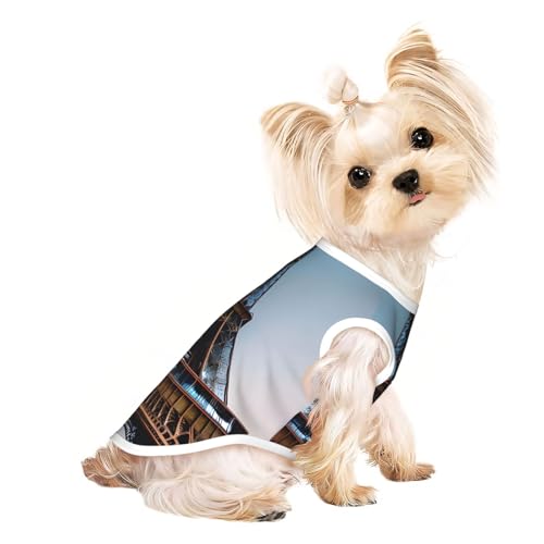 Paris Eiffelturm-Druck, Hunde-Shirt, Sommer, leicht, weich, atmungsaktiv, dehnbar, für Katzen und Hunde Paris Eiffelturm-Druck, Hunde-Shirt, Sommer, leicht, weich, atmungsaktiv, dehnbar, für Katzen und Hunde von DUWAA