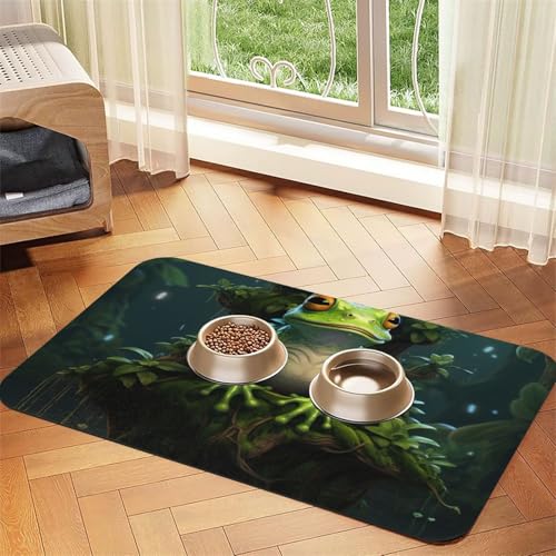 Peace Frosch Baum Druck Haustier Futtermatte Hundematte für Futter und Wasser Napf Hunde Wasserspender Matte Hunde Zubehör Peace Frosch Baum Druck Haustier Futtermatte Hundematte für Futter und Wasser Napf Hunde Wasserspender Matte Hunde Zubehör von DUWAA