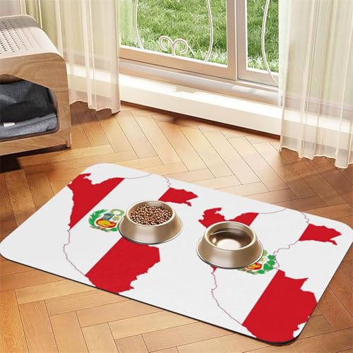 Peru Flagge Karte Druck Haustier Futtermatte Hundematte für Futter und Wasser Napf Hunde Wasserspender Matte Hunde Zubehör Peru Flagge Karte Druck Haustier Futtermatte Hundematte für Futter und Wasser Napf Hunde Wasserspender Matte Hunde Zubehör von DUWAA