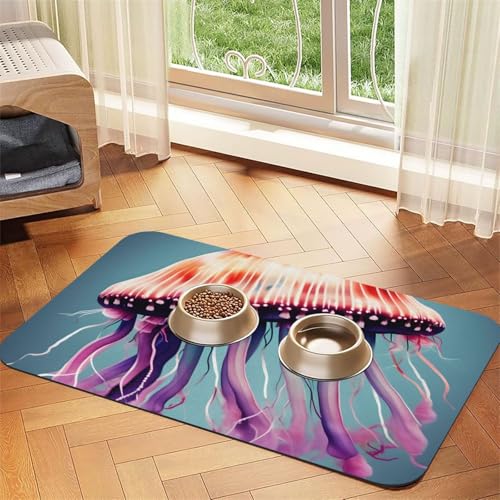 Quallen-Druck Haustier Futtermatte Hundematte für Futter und Wassernapf Hunde Wasserspender Matte Hunde Zubehör Quallen-Druck Haustier Futtermatte Hundematte für Futter und Wassernapf Hunde Wasserspender Matte Hunde Zubehör von DUWAA
