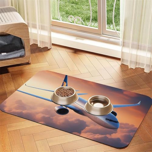 Schöne Himmel Flugzeug Druck Haustier Futtermatte Hundematte für Futter und Wassernapf Hunde Wasserspender Matte Hunde Zubehör Schöne Himmel Flugzeug Druck Haustier Futtermatte Hundematte für Futter und Wassernapf Hunde Wasserspender Matte Hunde Zubehör von DUWAA