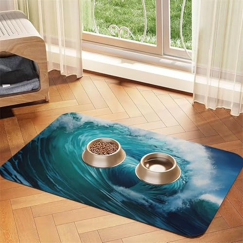 Schöne Ozeanwellen Druck Haustier Futtermatte Hundematte für Futter und Wassernapf Hunde Wasserspender Matte Hunde Zubehör Schöne Ozeanwellen Druck Haustier Futtermatte Hundematte für Futter und Wassernapf Hunde Wasserspender Matte Hunde Zubehör von DUWAA