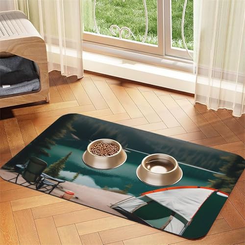Serenity Lake Camping Print Pet Feeding Mat Dog Mat for Food and Water Bowl Dogs Water Dispenser Mat Dogs Accessories Serenity Lake Camping Print Pet Feeding Mat Dog Mat for Food and Water Bowl Dogs Water Dispenser Mat Dogs Accessories von DUWAA