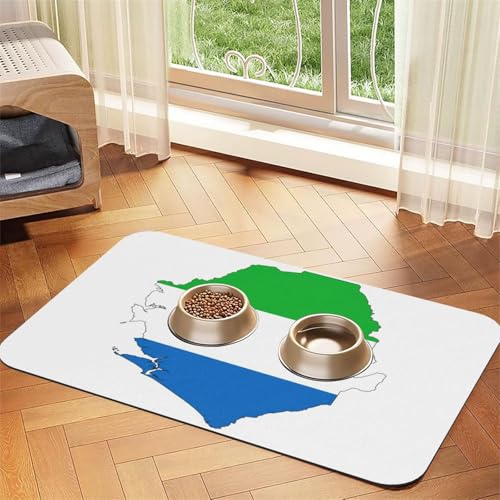 Sierra Leone Flagge Karte Druck Haustier Futtermatte Hundematte für Futter und Wasser Napf Hunde Wasserspender Matte Hunde Zubehör Sierra Leone Flagge Karte Druck Haustier Futtermatte Hundematte für Futter und Wasser Napf Hunde Wasserspender Matte Hunde Zubehör von DUWAA