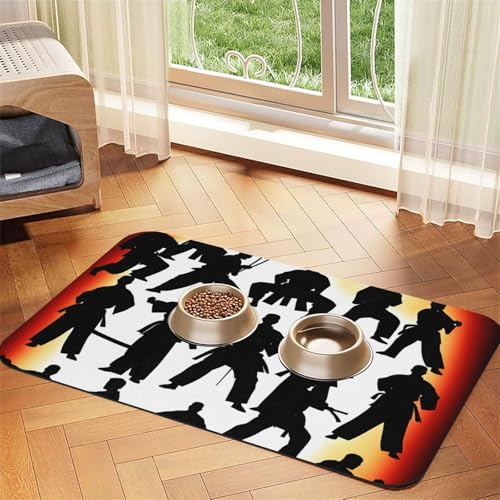 Silhouettes of Martial Print Pet Feeding Mat Dog Mat for Food and Water Bowl Dogs Water Dispenser Mat Dogs Accessories Silhouettes of Martial Print Pet Feeding Mat Dog Mat for Food and Water Bowl Dogs Water Dispenser Mat Dogs Accessories von DUWAA