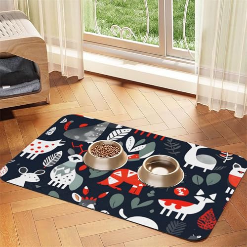 Skandinavische Tiere Druck Haustier Futtermatte Hundematte für Futter und Wassernapf Hunde Wasserspender Matte Hunde Zubehör Skandinavische Tiere Druck Haustier Futtermatte Hundematte für Futter und Wassernapf Hunde Wasserspender Matte Hunde Zubehör von DUWAA