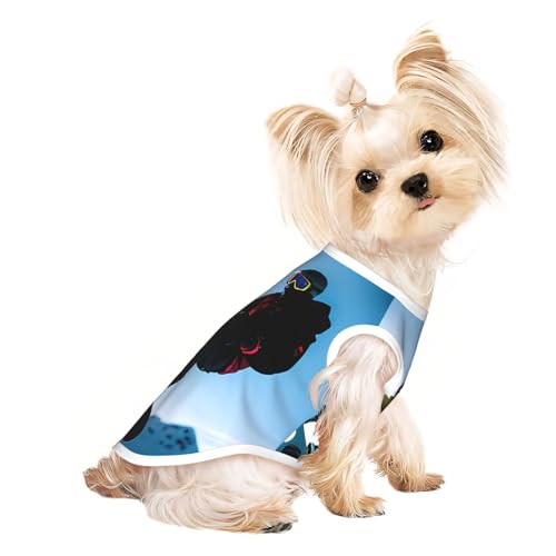 Snowboarden Hunde-Shirt mit Bilddruck, Sommer, leicht, weich, atmungsaktiv, dehnbar, für Katzen und Hunde von DUWAA